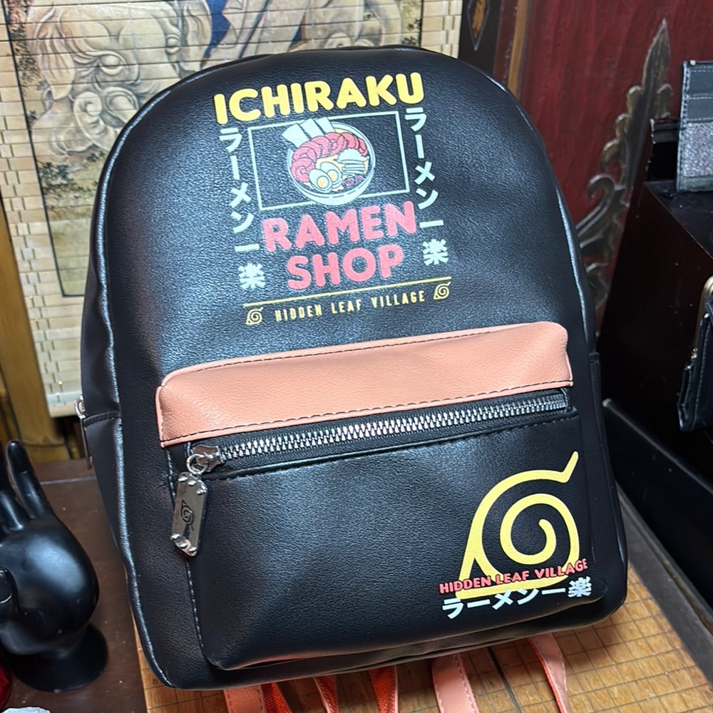 Naruto Shippuden Bioworld Ichiraku Ramen Shop Black Backpack 10.5”Hx8.6Lx5.5D
